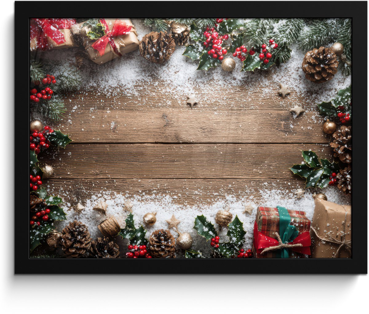 FrameYourWall Poster in lijst - Fotolijst 40x30 cm - Posters - Kerstdecoratie - Geschenken - Hout - Veelkleurig - Posterlijst zwart - Decoratie - Wanddecoratie woonkamer - Muurdecoratie slaapkamer - Kerstversiering - Kerstdecoratie voor binnen - Kerstmis