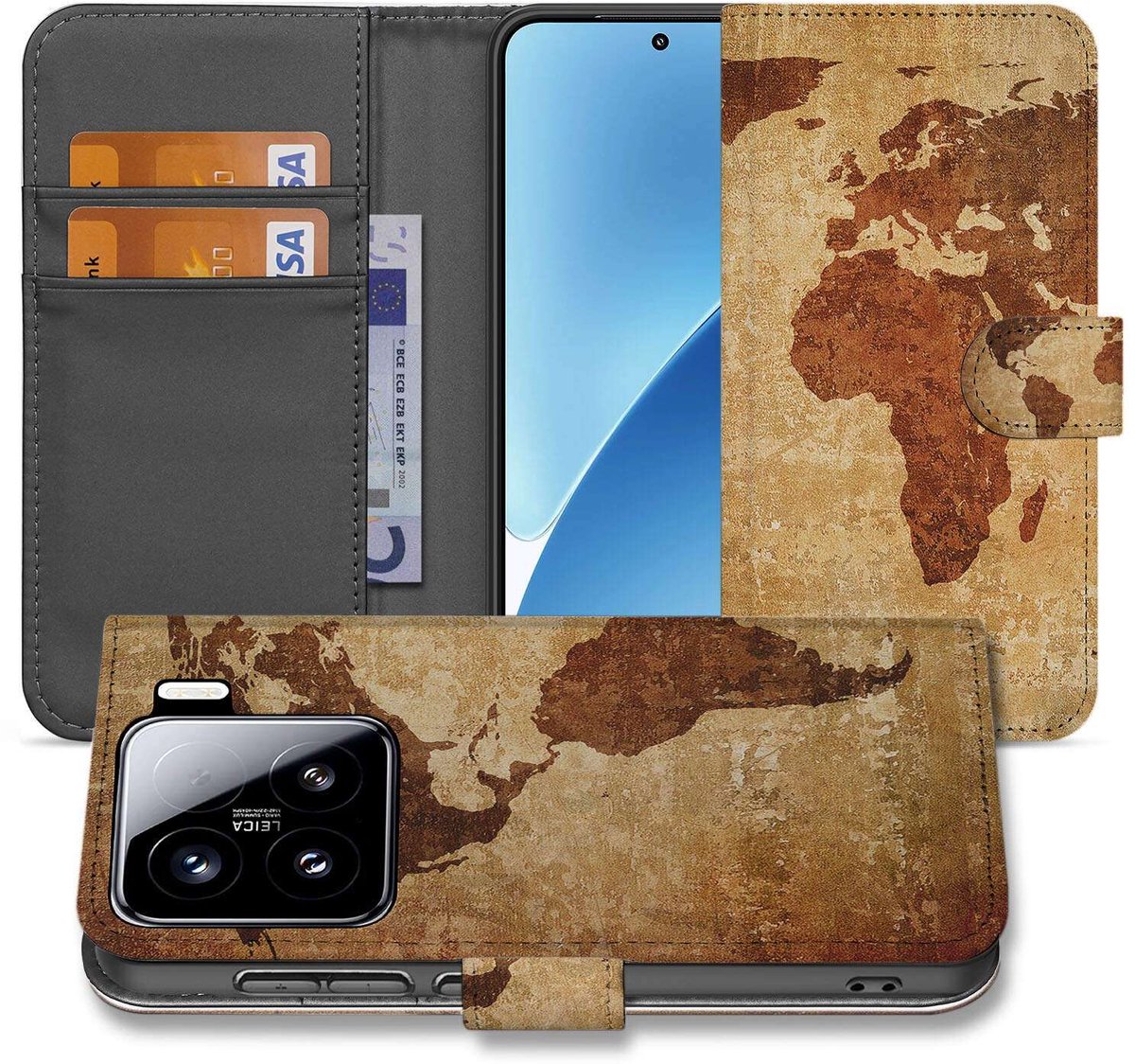 Xiaomi 15 Flip Cover Wereldkaart