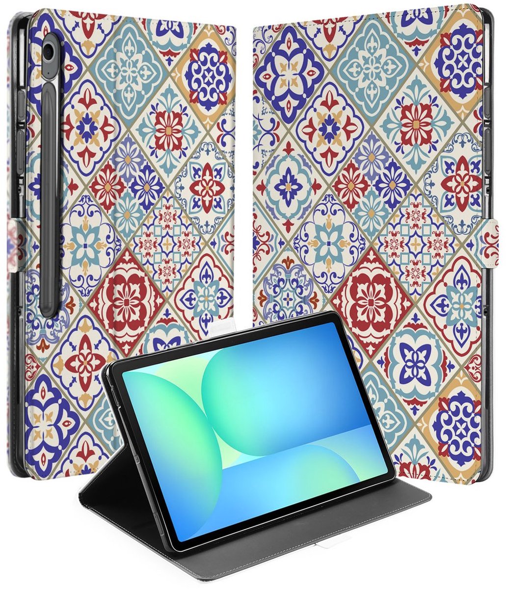 Book Case Hoesje met Standaard Tiles Color Samsung Galaxy Tab S10 FE Plus