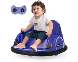 COSTWAY Elektrische autoscooter voor kinderen, elektrische bumper auto met afstandsbediening en knipperende ledlampen, muziek en 360 graden rotatie, tot 2 km/u, voor kinderen vanaf 18 maanden (paars)