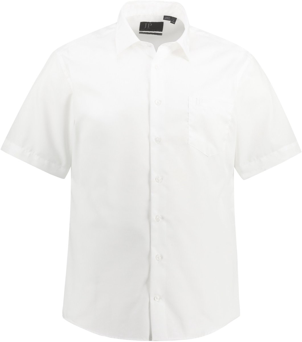 JP 1880 - Heren - Overhemd met halve mouw business moderne pasvorm strijkvrij - Sneeuwwit - Maat 3XL
