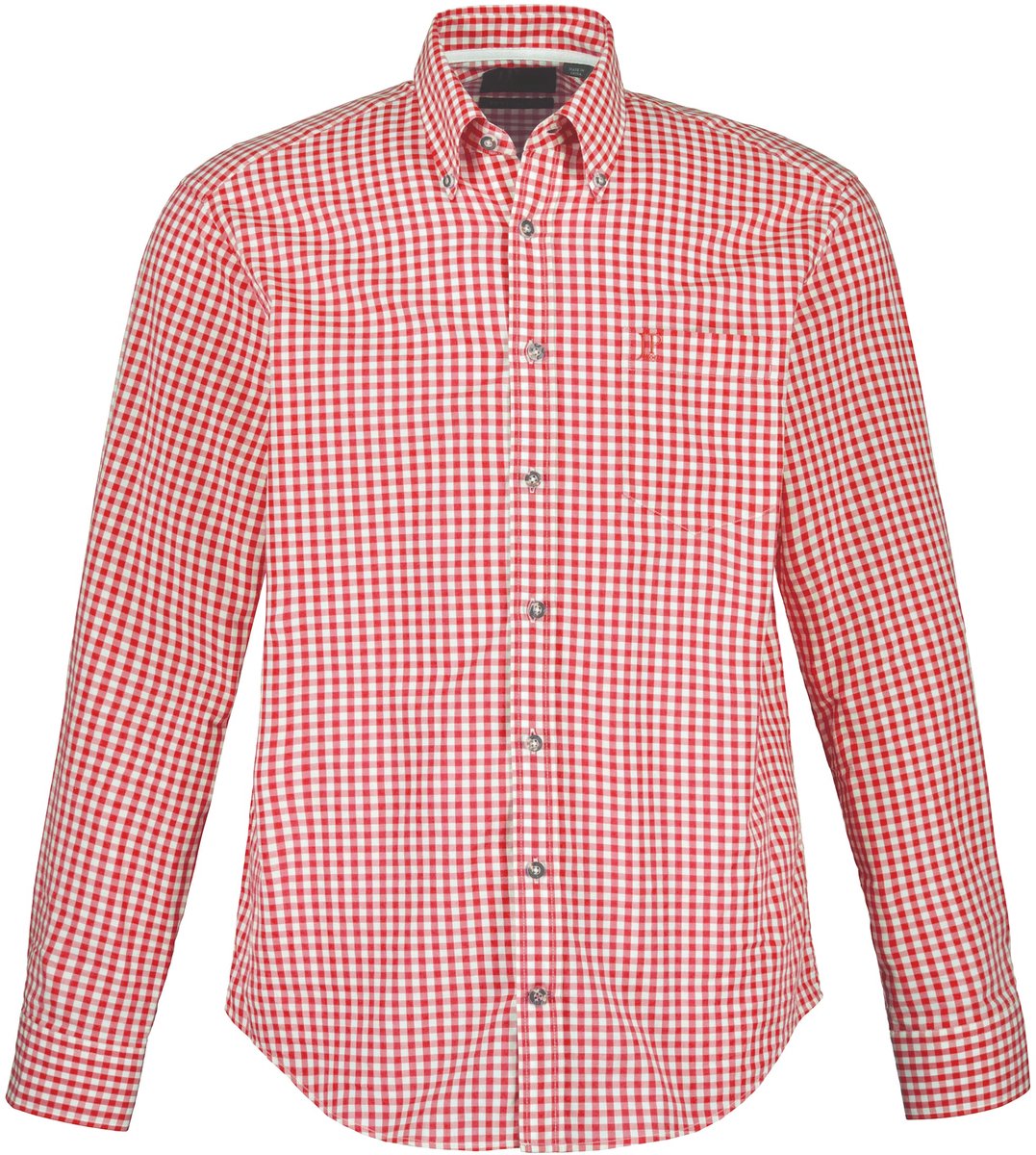 JP 1880 - Heren - Ruitenshirt traditionele kostuum lange mouwen buttondown-kraag - Lichtrood - Maat 7XL