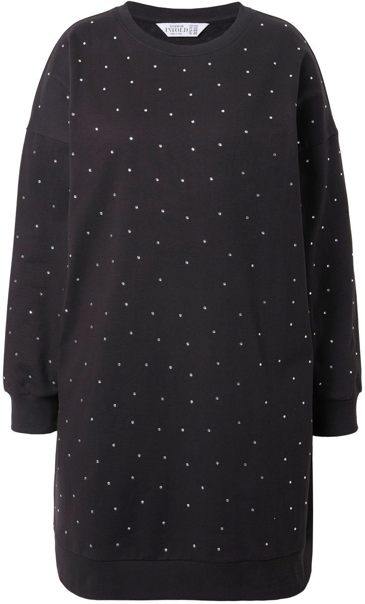 Studio Untold - Dames - Sweatjurk oversized siersteentjes - Antraciet melange - Maat 42+