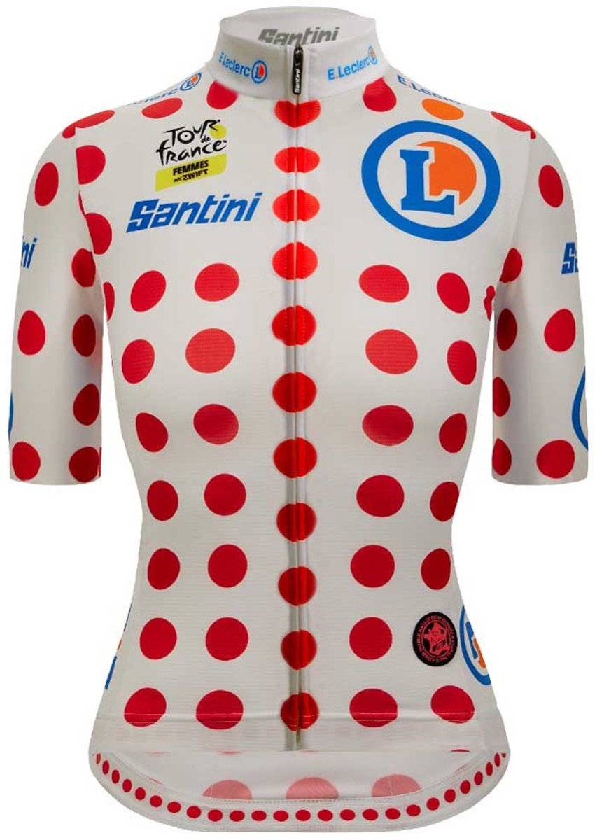 Santini Tour De France Avec Zwift Polka Dot 2025 Korte Mouw Wielertrui Wit L Vrouw