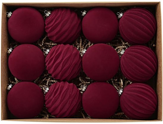 12 Kerstballen, fluwelen kerstversieringen, boomversieringen, hangende ornamenten, onbreekbare kerstballen, feestelijke woondecoratie