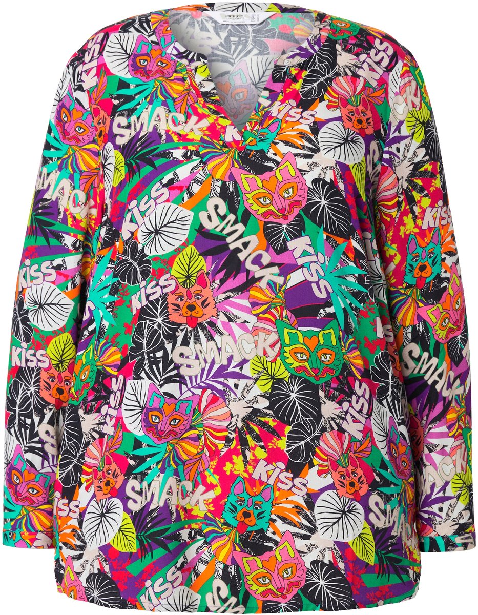 Angel of Style - Dames - Tuniek dieren-patchprint lange mouwen - Violet - Maat 46