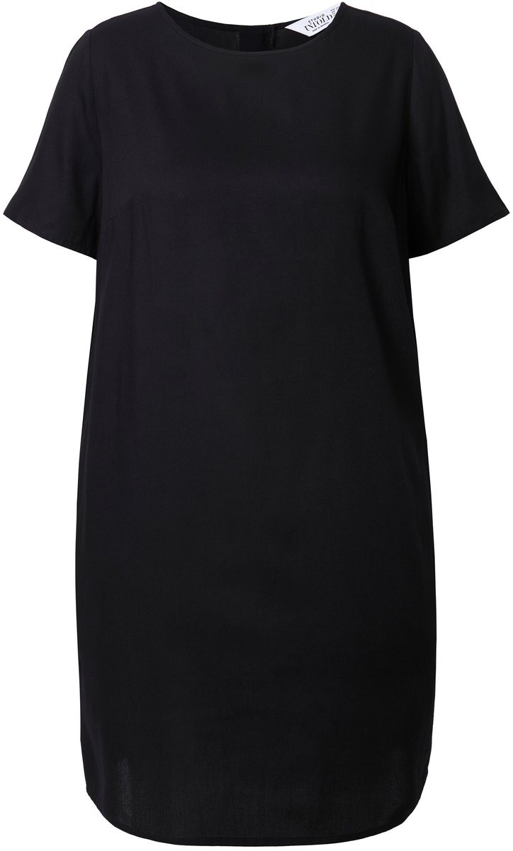 Studio Untold - Dames - Jurk straight shape zachte viscose - Zwart - Maat 46+