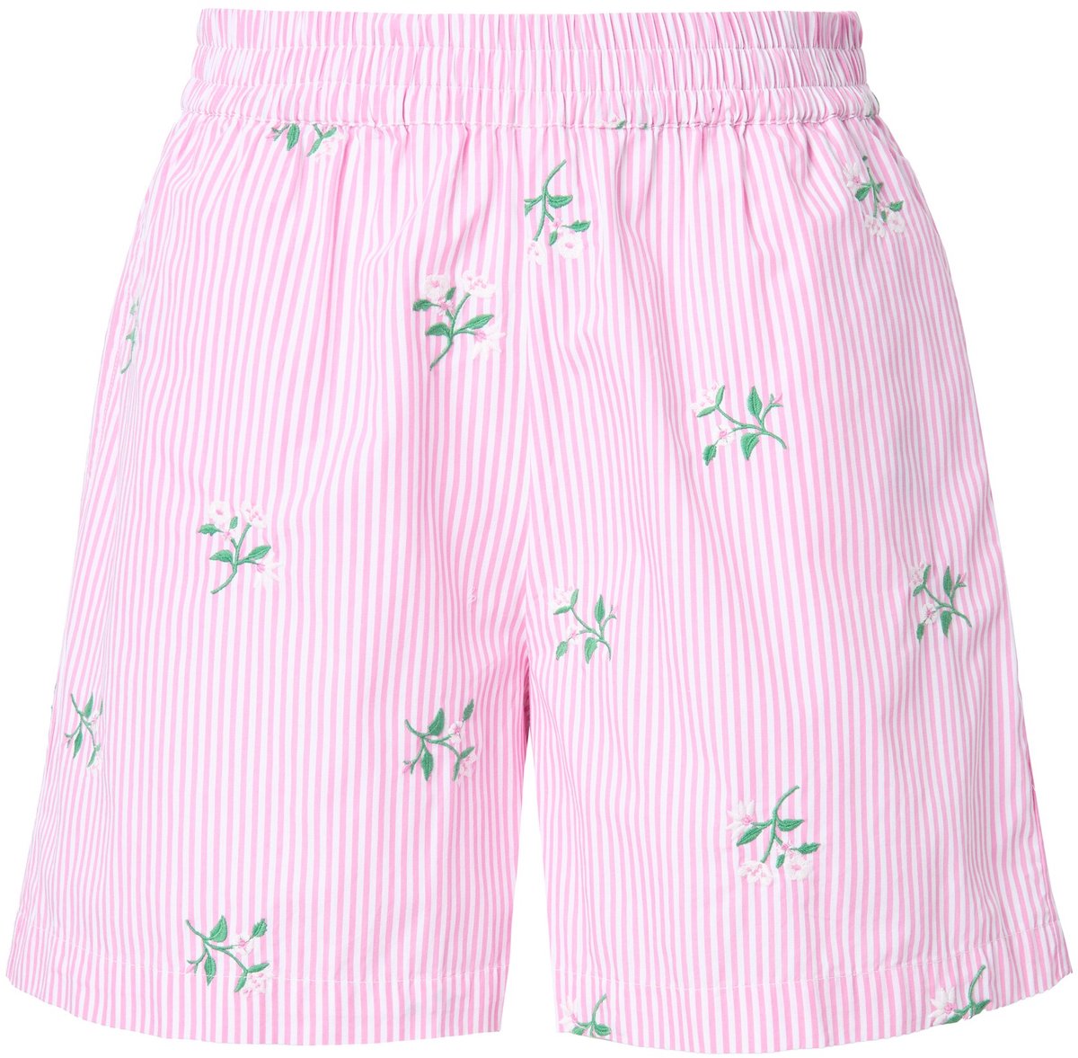 Studio Untold - Dames - Short wijde pijpen strepen bloemborduursel - Roze - Maat 42
