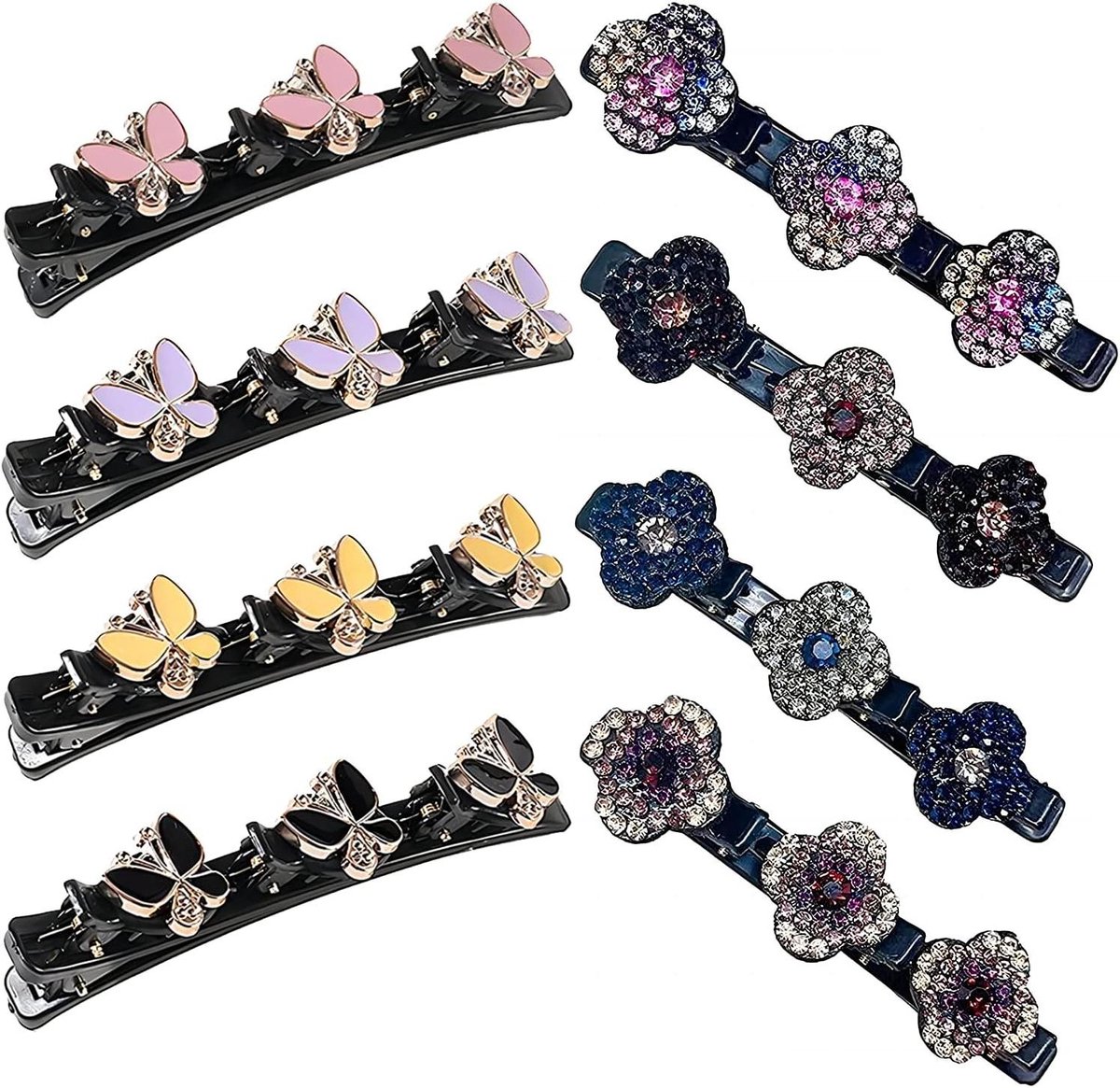 Allecto plus - Set van 8 Strass Haarspeldjes voor Meisjes en Vrouwen