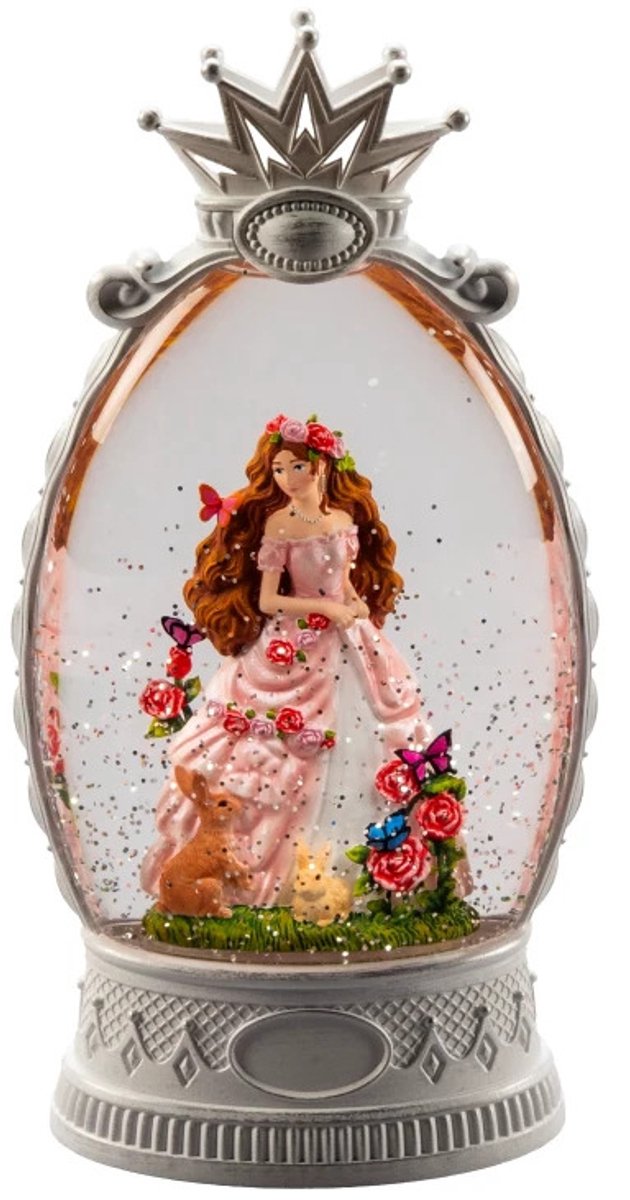 Konstsmide LED sneeuwlantaarn waterspinner prinses antiek wit Ø 13,5 x 26,5cm