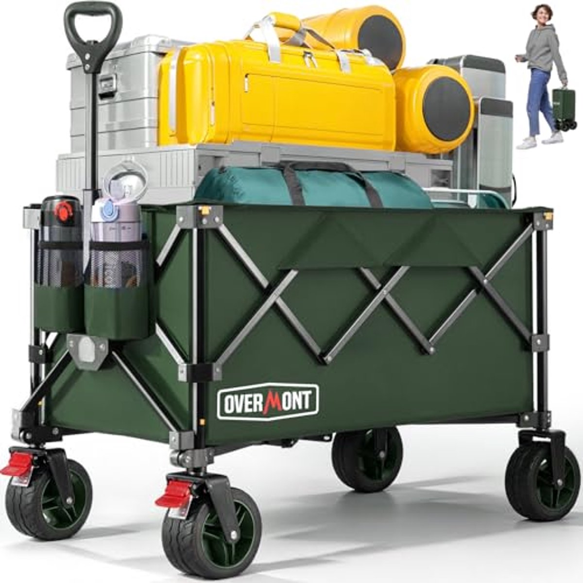 Opvouwbare Bolderkar - Inklapbare Handwagen met Brede Wielen voor Camping, Sport en Winkelen - Tot 150 kg Draagkracht