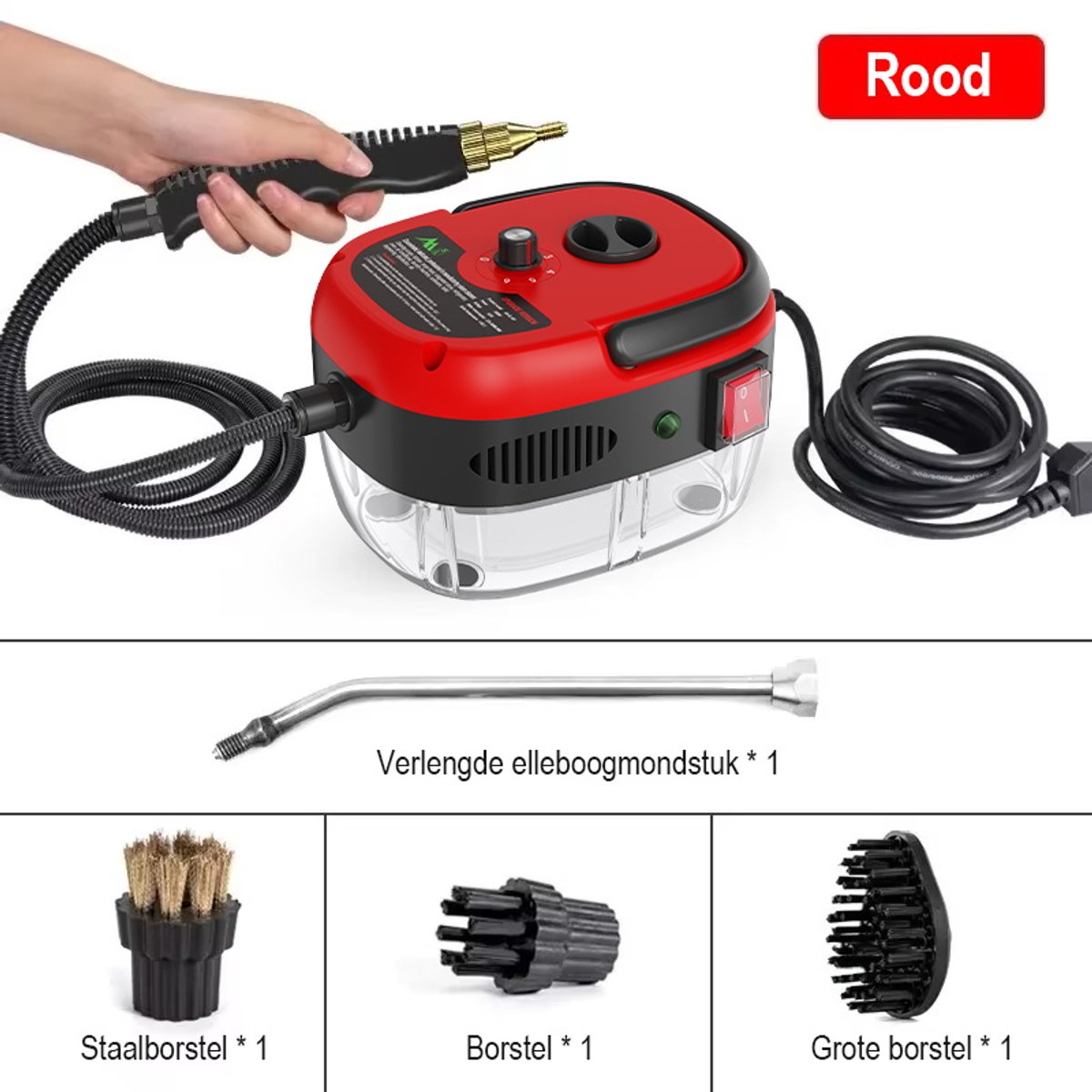 EAFC Stoomreiniger 105 °C - Stomer voor o.a. Keuken & Badkamer & BBQ & Ramen - Handstoomreiniger Schoonmaak - 2500W Stoomapparaat Reiniger - Handstomer - Steam Cleaner Stoom - Reinigingsmachine - Draagbare Vlekkenreiniger - Stoomapparaat Badkamer roo