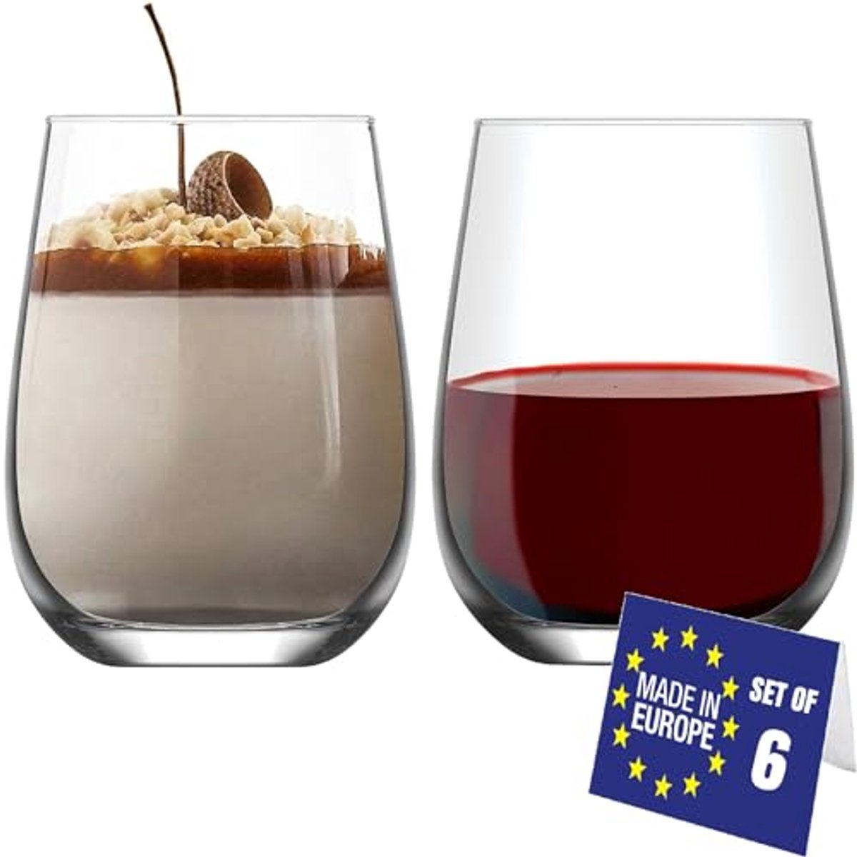 Moderne Drinkglazen Set van 6 - 475 ml - Loodvrij Vaatwasserbestendig