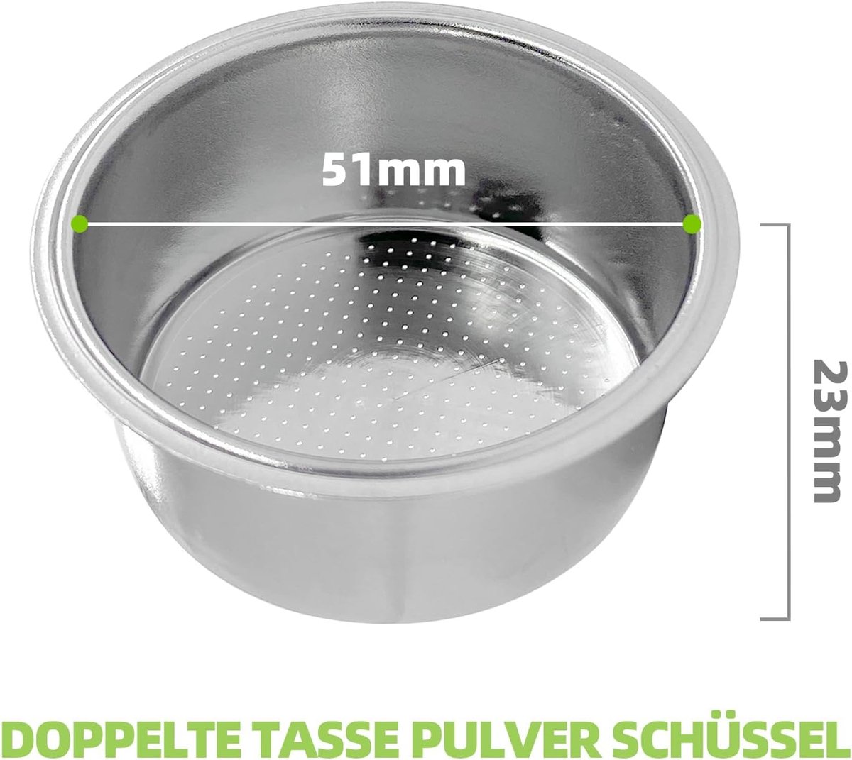 51 mm zeef koffiezeef roestvrij staal, espressozeef, filtermand, filterhouder, zeef, koffiefilter, compatibel met Delonghi koffiefiltermand, filtermand, accessoires voor espressomachine, 8-10 g (1 kop