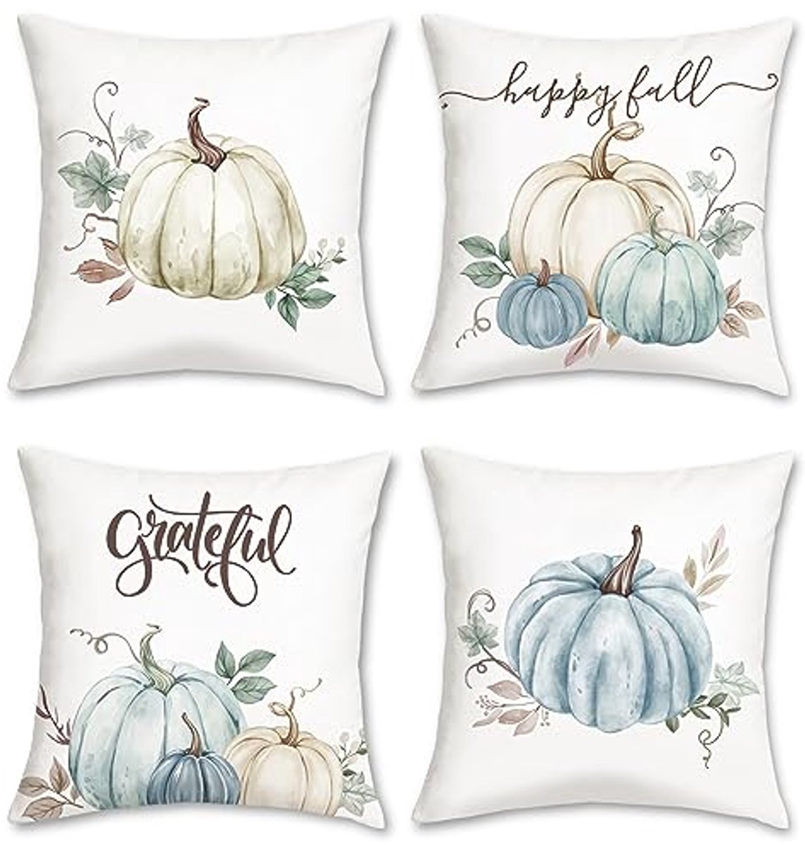 Herfst Pompoen Kussenhoezen 45 x 45 cm - Set van 4 Decoratieve Kussenslopen voor Huis en Tuin