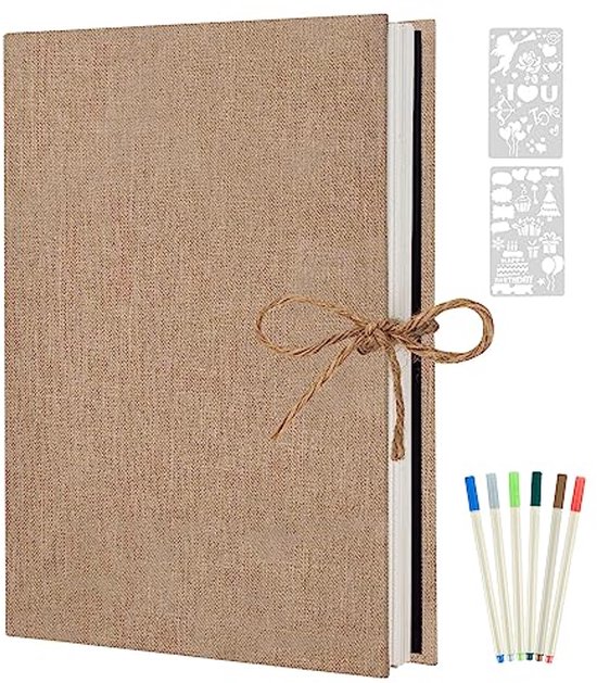 Zelfklevend Fotoalbum met 60 Witte Pagina's - DIY Scrapbook met Linnen Overtrek voor Bruiloft en Familieherinneringen