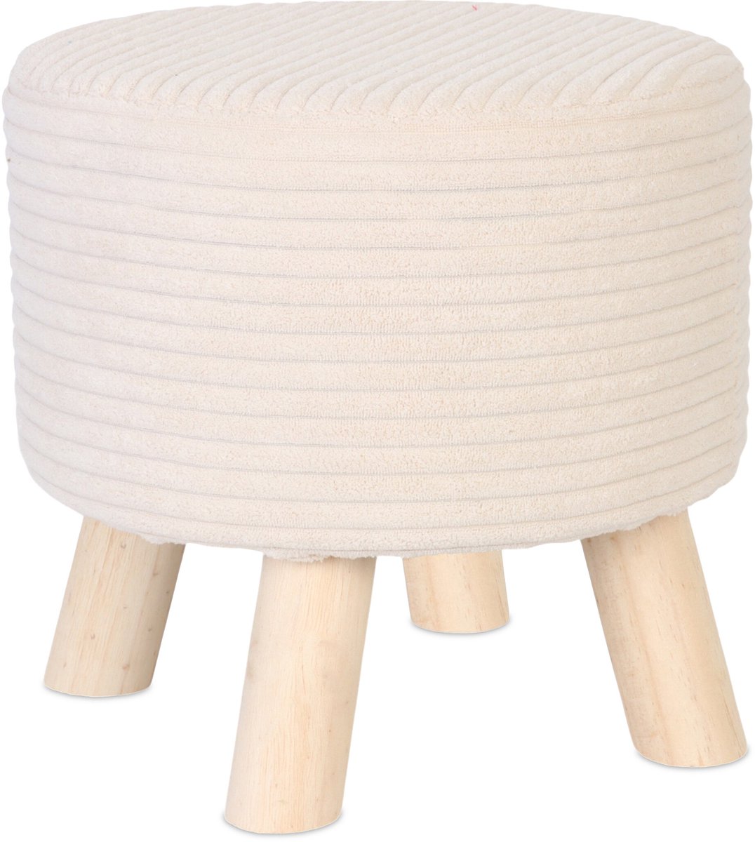 Poef op poten - 30 cm - corduroy - beige