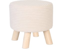Poef op poten - 30 cm - corduroy - beige