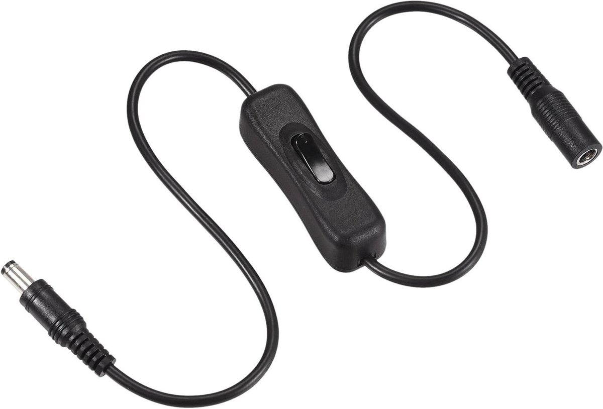 Allecto plus - DC-kabel met aan/uit-schakelaar en verlengkabel - 50 cm zwart - LED-bureaulamp - LED-strips