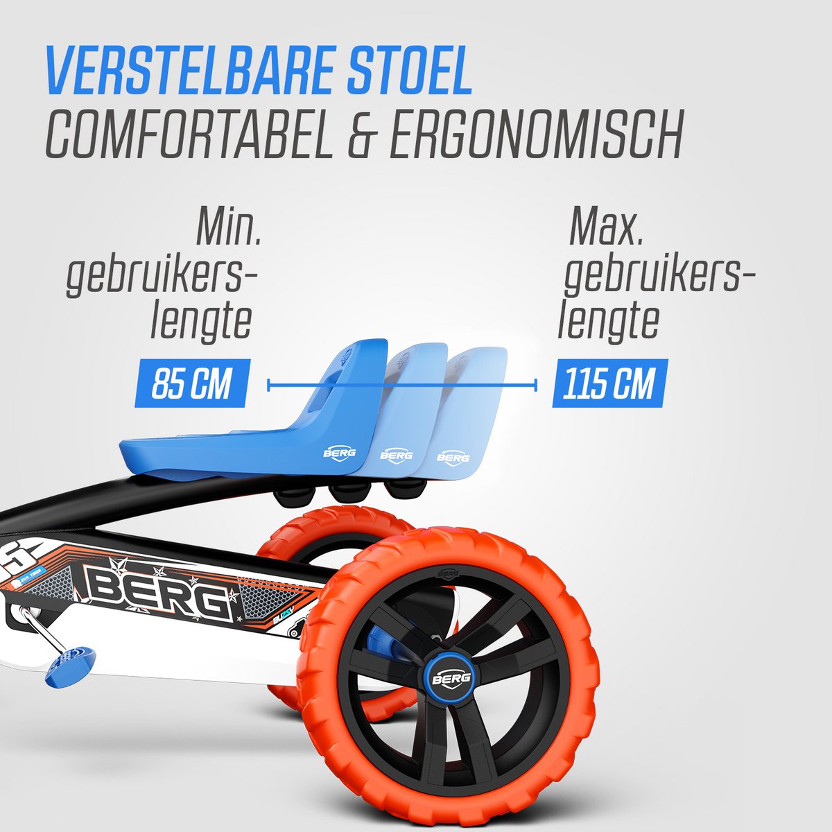 BERG Buzzy Nitro Skelter - 2+ jaar - Verstelbare Stoel - Veilige en Stabiele Wegligging - Blauw/Oranje — afbeelding 8