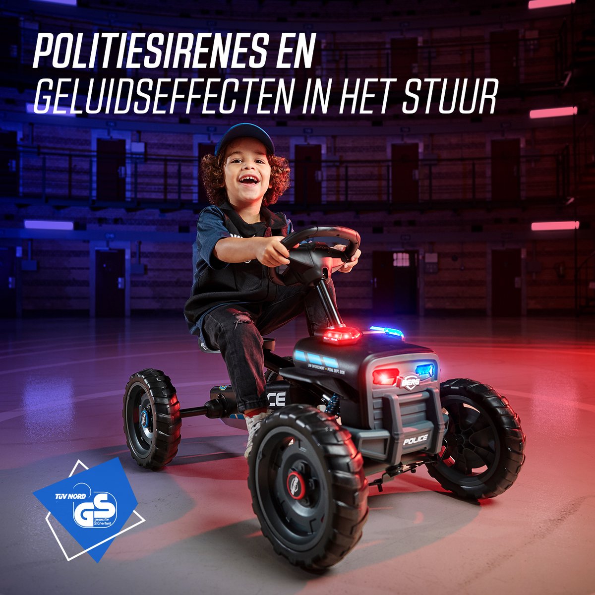 BERG Buzzy Police Skelter - Met Soundbox - 2+ jaar - Verstelbare Stoel - Anti-lek EVA banden - Zwart — afbeelding 6