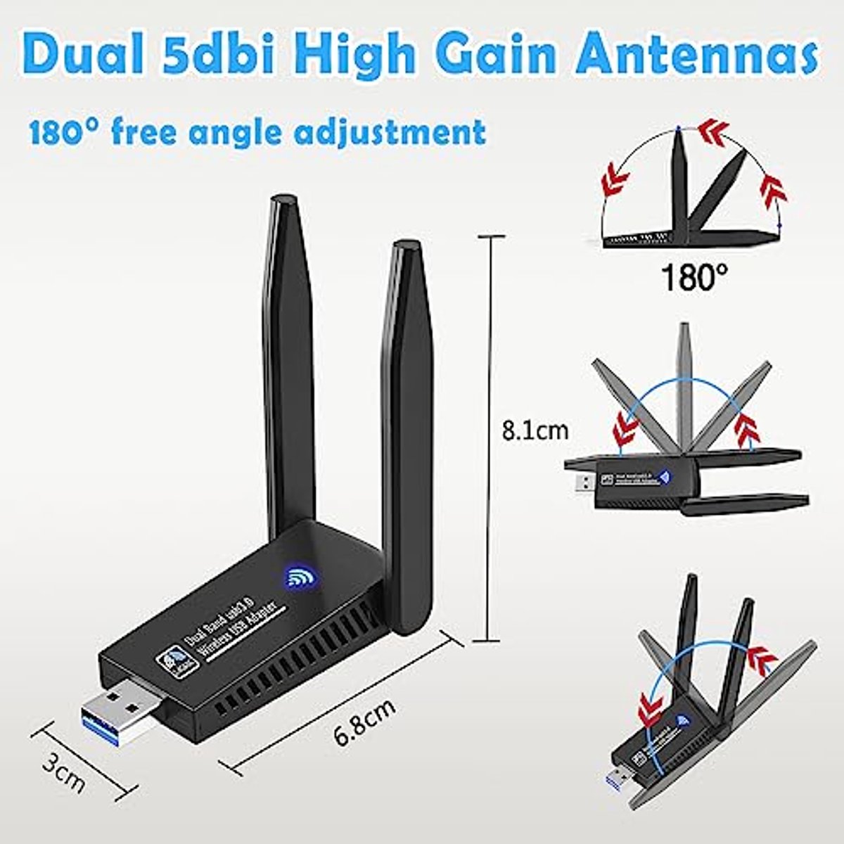 1300Mbps USB WiFi Dongle voor PC - Dual Band 5GHz & 2.4GHz WiFi-adapter