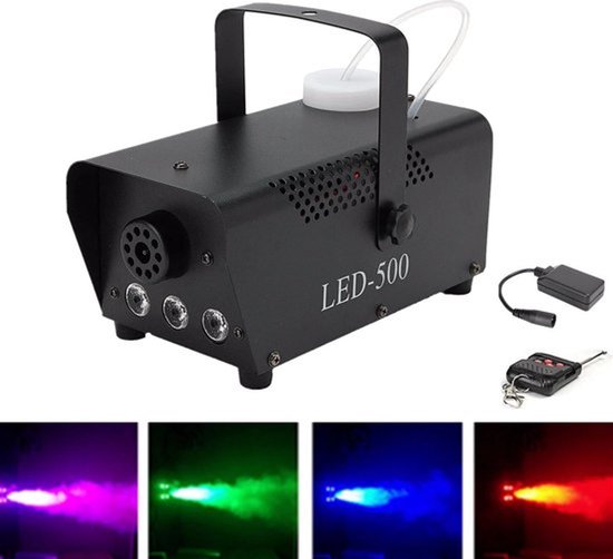 Rookmachine - Rookuitwerper- Feestartikel - Zwart - Met RGB Led