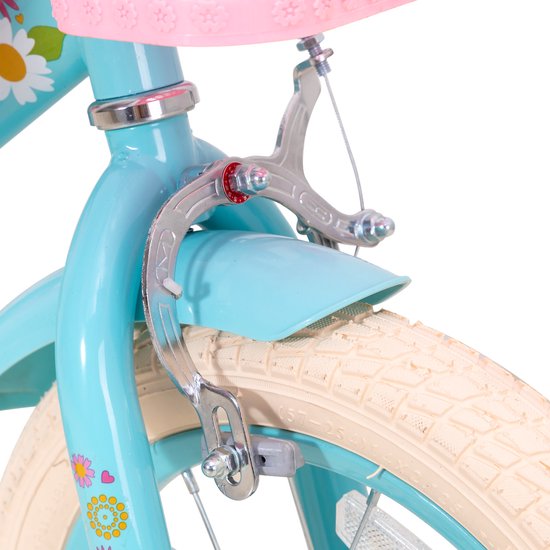 Joystar Little Daisy Meisjesfiets - 14 Inch - Mandje - Poppenzitje - Zijwieltjes - Bel - Handrem - Blauw van JOYSTAR — afbeelding 5