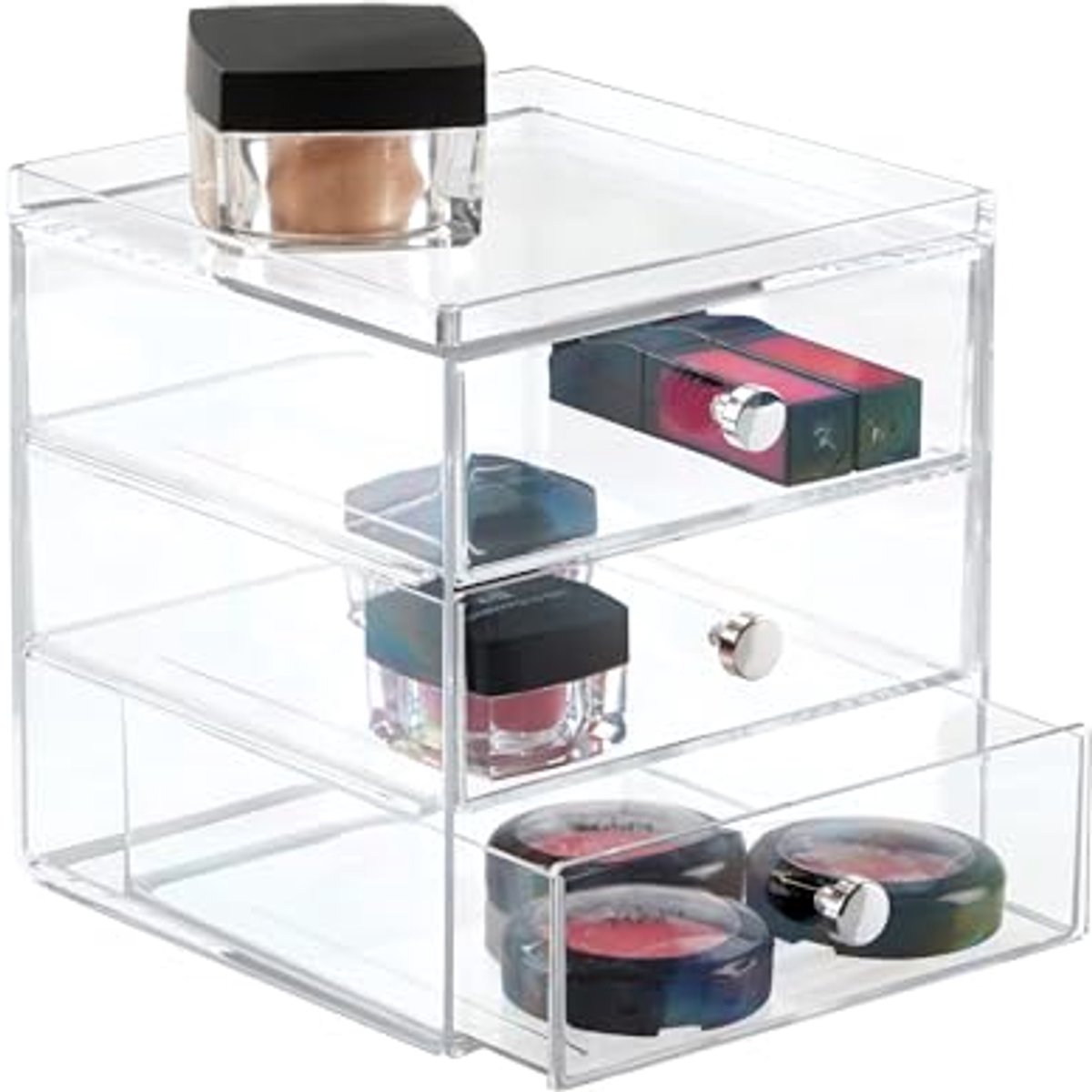 Compacte Make-up Organizer met 3 Schuifladen - Stapelbare Ladebox voor Cosmetica