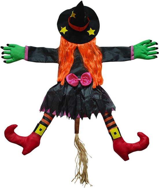 Décoration d'Halloween - sorcière orange flottante de 103 cm, sorcière souple à suspendre dans le jardin, la cour, le porche, à utiliser à l'intérieur comme à l'extérieur, idéale pour la décoration extérieure d'Halloween