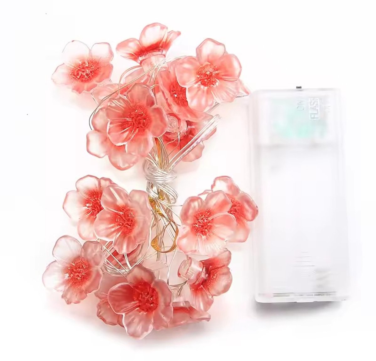 Go Go Gadget - Lichtslinger - 20 led lampjes - Feestverlichting - 200cm - Roze bloemen