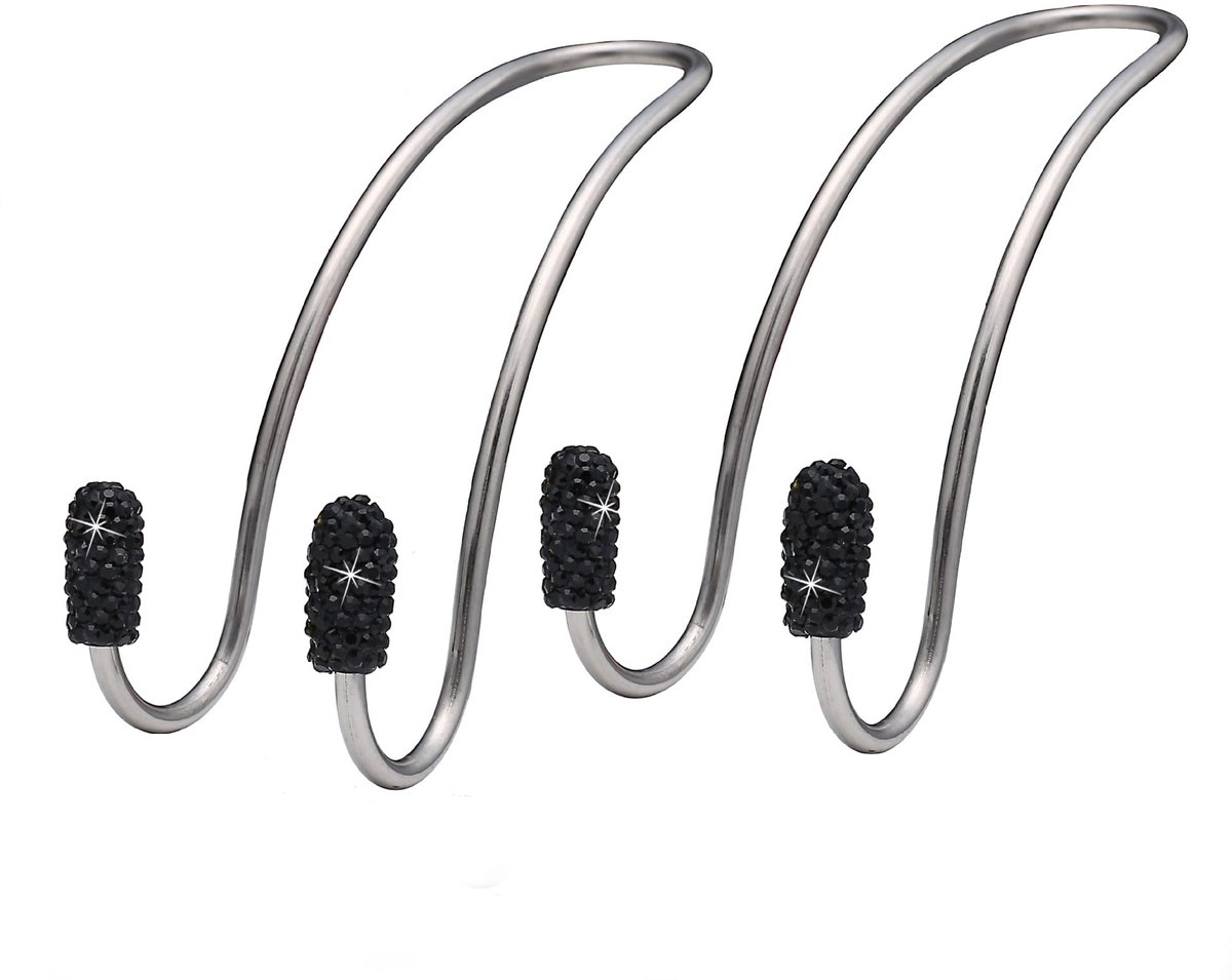 Bling Auto Achterbank Organizer Hanger Opberghaak Multifunctionele Universele Hoofdsteun Houder Auto Haak Pack van 2 voor SUV Truck Voertuig (Zwart)