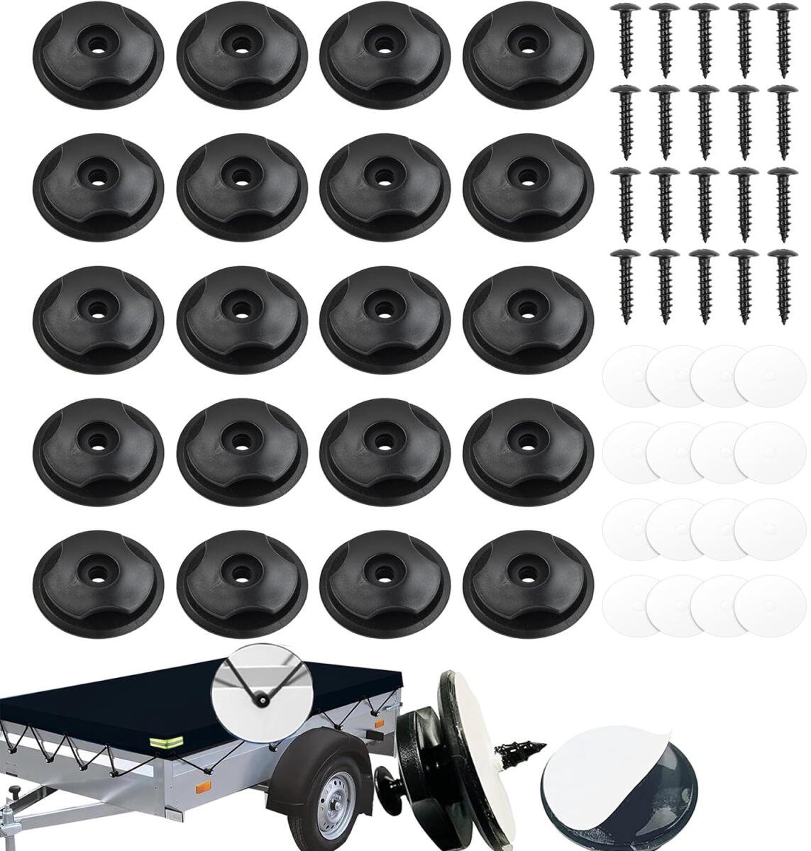 Image of 20 stuks - Kofferbakhaak - Autohaak - Bevestigingspunten voor autohaak - Kofferbak opbergnet cliphaak - Kofferbakhaak - bagagenethaak - zeildoek haken - zeildoek bevestigingshaken - voertuig bevestigingshaken - voor de achterbak van de auto