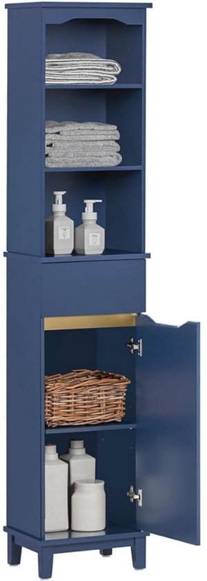 MKSS® Kolomkas Staand - Opbergkasten met Deuren - Hoge Kast - -30x35x170cm - Blauw