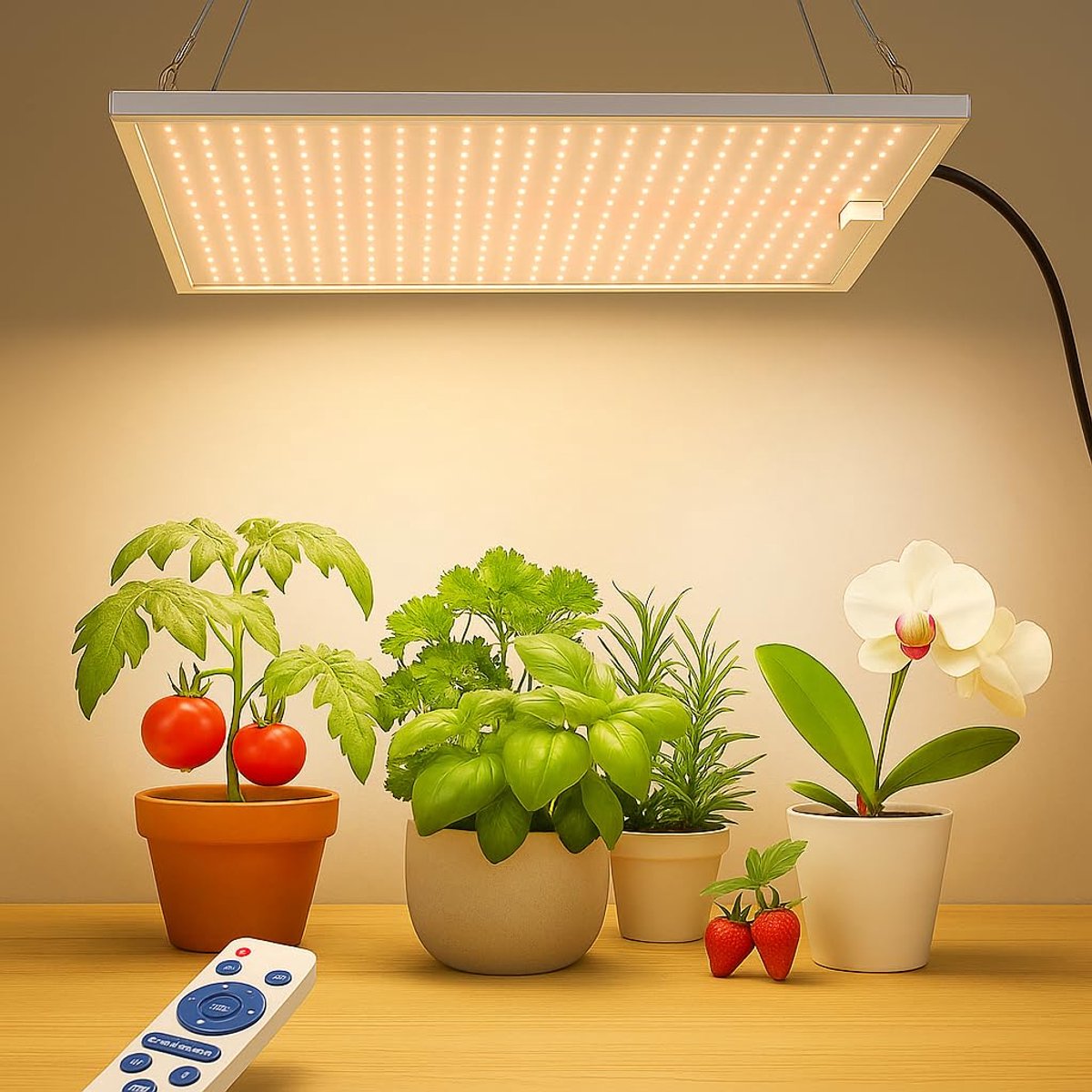 Epochglo 100W LED Kweeklamp & Groeilamp - 14500 Lumen, 540 LEDs - Volledig Spectrum met IR & UV - Dimbaar met Afstandsbediening & Timer (4/8/12u) - Groot Paneel (42x30cm) - Plantenlamp voor Binnenteelt, Groei en Bloei