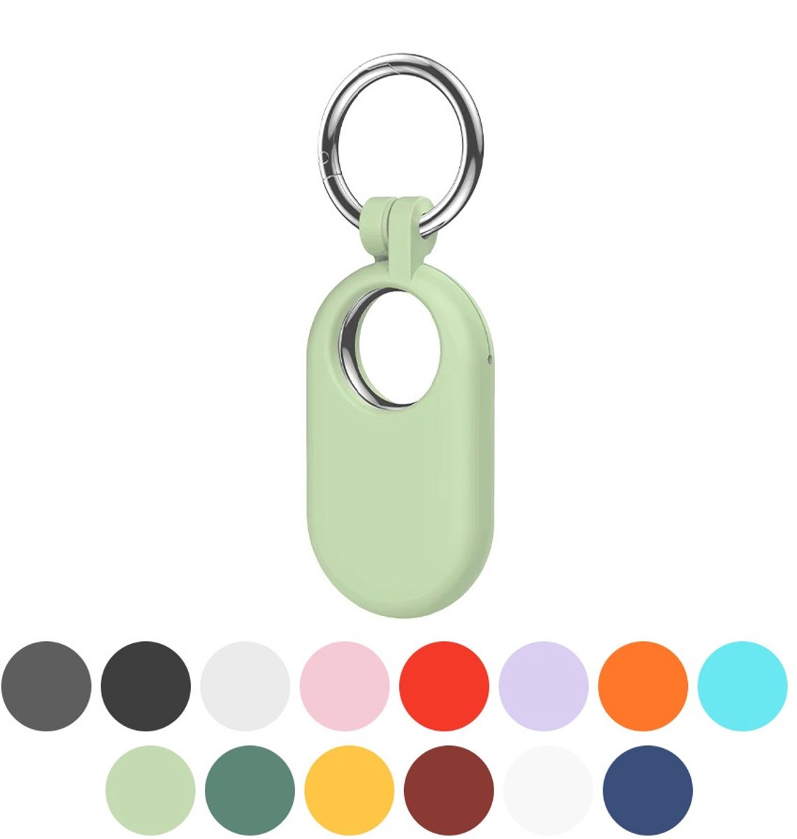 JUALL Hoesje Geschikt voor Samsung SmartTag 2 - Siliconen Case / Houder / Sleutelhanger - Lichtgroen