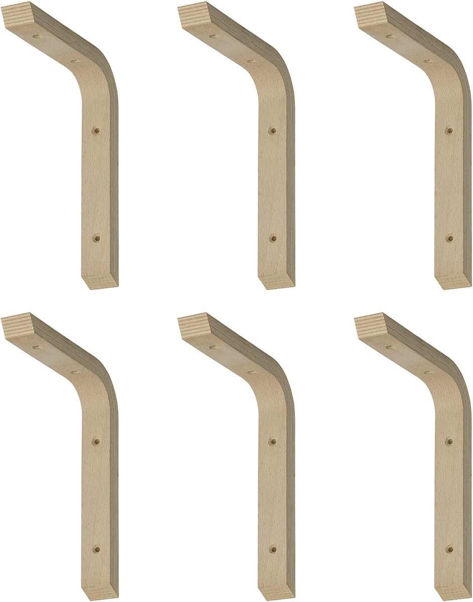 siwitec multiplex console 200 x 250 x 28 mm van beukenhout in een set van 6, plankconsole van hout