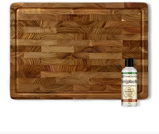 Planche à découper CasaCucina en acacia - Rainure pour jus - Poignées - 38 x 26 cm - Planche à snack - Avec huile d'entretien - Antidérapante - Professionnelle - Planche de service