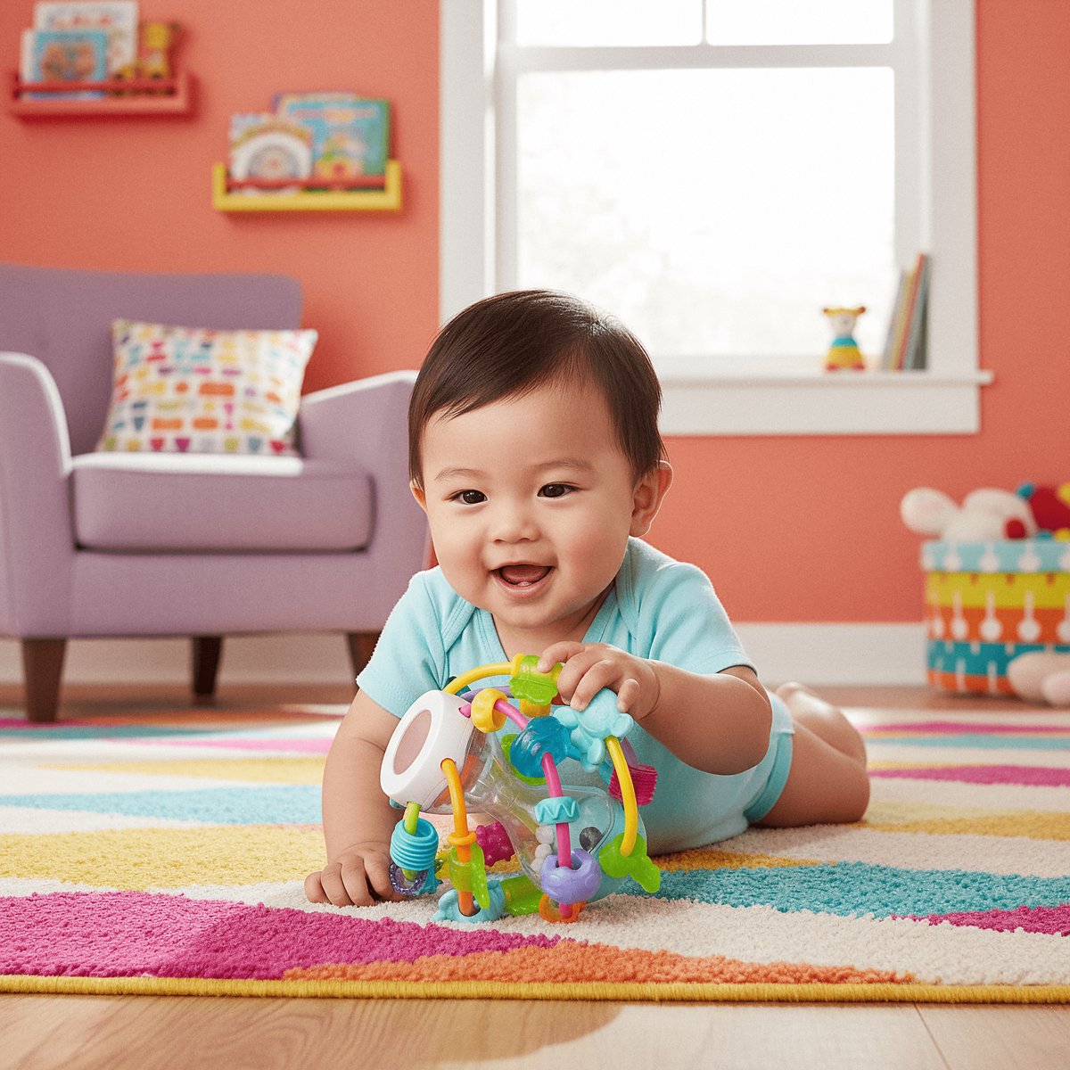 Playgro- Spelen en leren bal - Baby bal - Baby Speelgoed - Educatief baby speelgoed - Speelgoed Baby - Activity centre - Rammelaar - Activiteiten speelgoed - Cadeau - stimuleert ontwikkeling — afbeelding 11