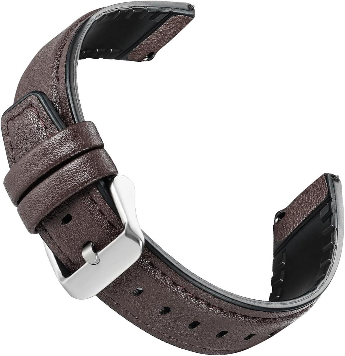 Allecto plus - Bruin horlogebandje 22 mm met snelsluiting, compatibel met smartwatch en polshorloge