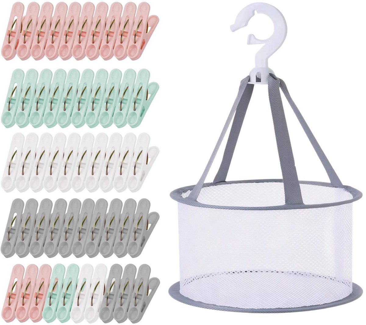 Ibenzoa® Set van 50 stevige wasknijpers met antislip grip en opbergtas