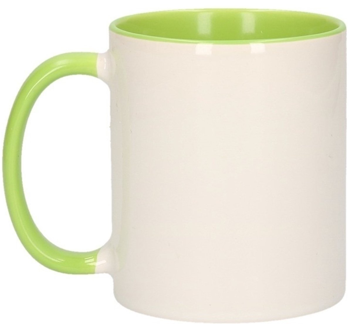 Koffiemok / thee beker - 6x - 300 ml - Wit/groen - Cadeau mokken - keramiek