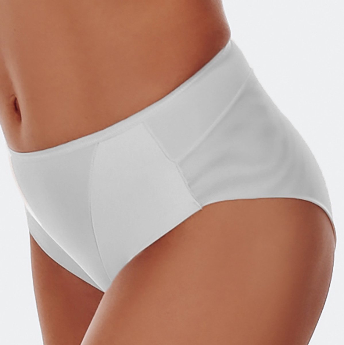 FUNNY DAY Dames Slip ELISE – Wit – Maat L – Regular Waist Midi Bikini met Subtiele Mesh Achterkant – Zachte Polyamide – Comfortabel Ondergoed