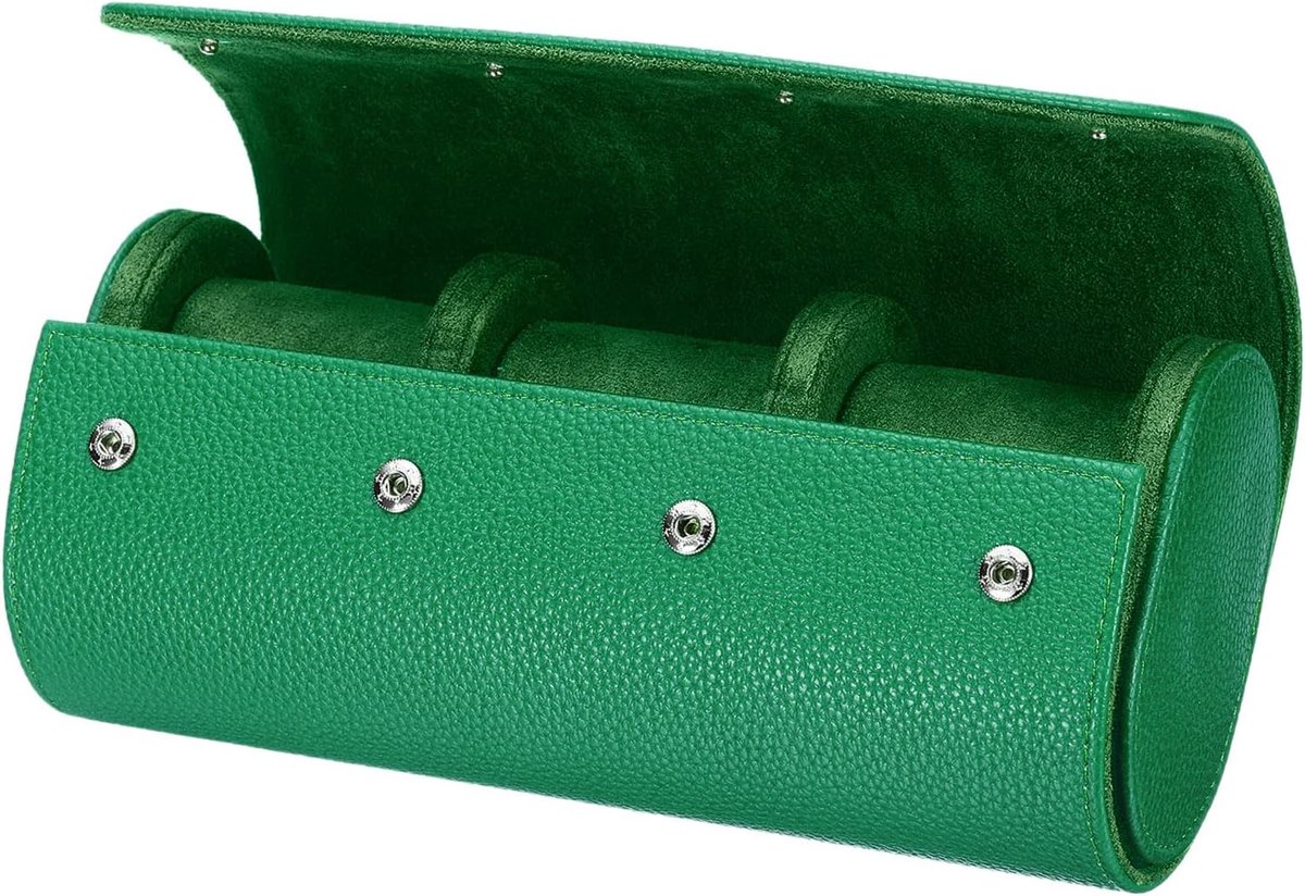 Reis opvang doos-horloge doos-3 grillen-lederen materiaal-draagbaar-mannen en vrouwen universeel-afwerking doos-opslagdoos-ingebouwde afneembare horloge kussen-huishoudelijke artikelen opvang-groen