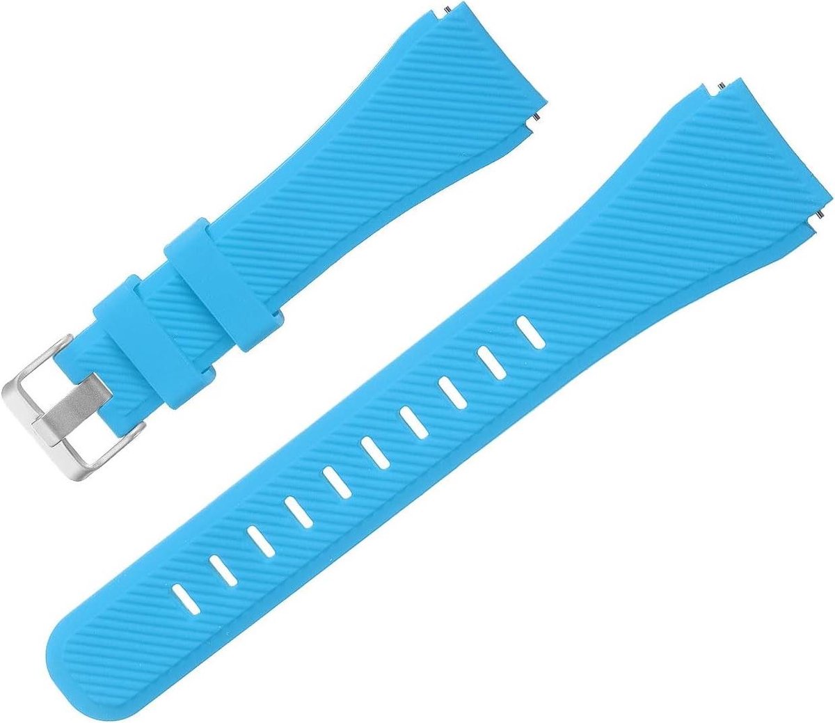 Horlogeband van rubber, 20 mm breed, design siliconen armband, waterdicht, reserveband voor smartwatch - Hemelsblauw, unisex, sportief ontwerp