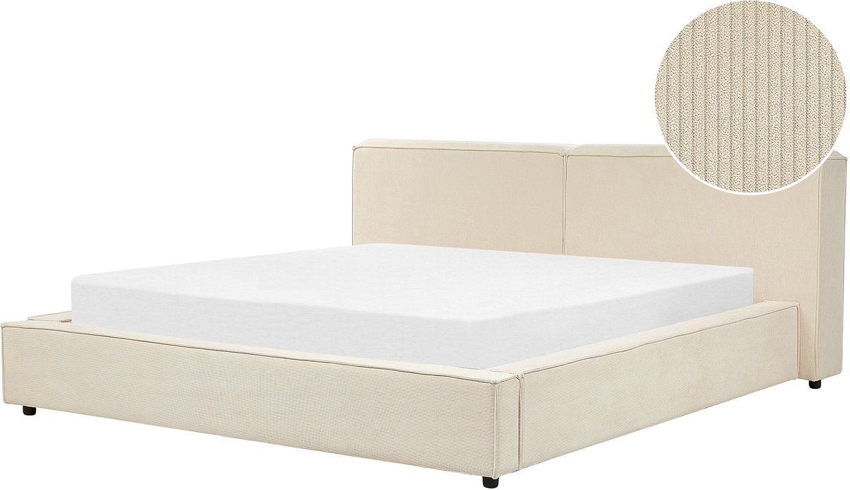 BELIANI LINARDS - Bed - Beige - 180 x 200 cm - Corduroy