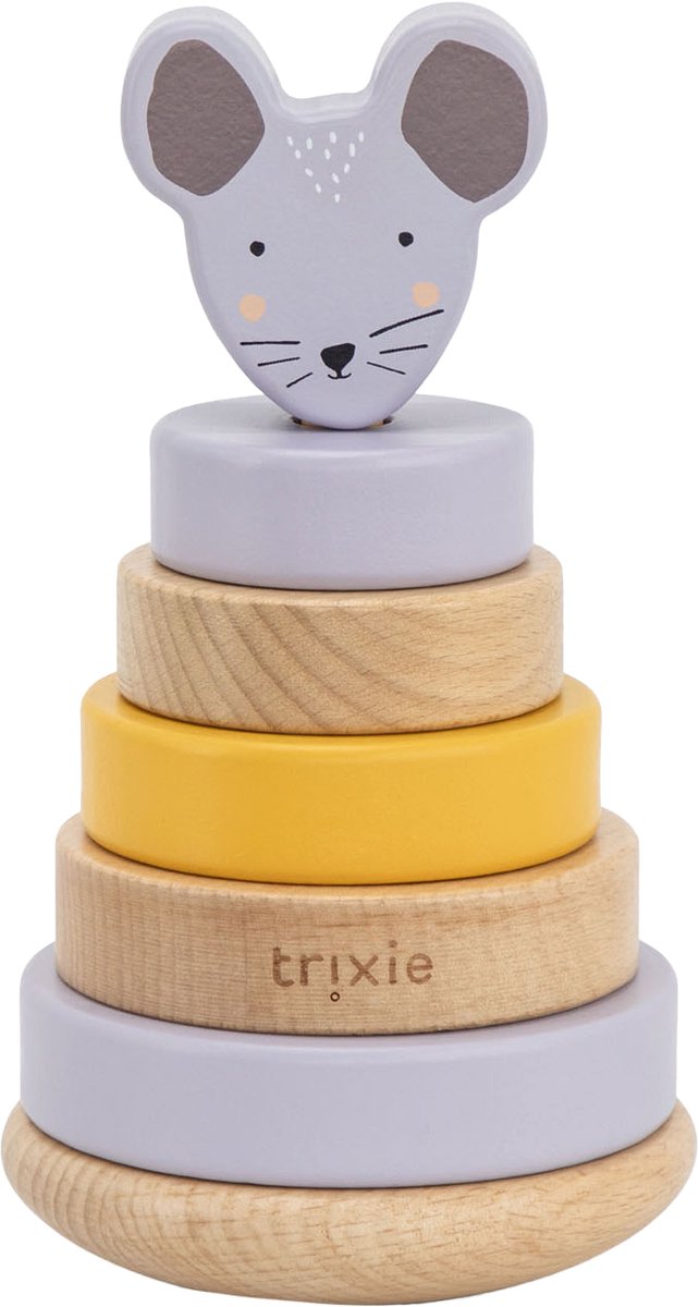 Trixie Houten Stapeltoren - Mrs. Mouse - Houten stacking toy - Educatief speelgoed - Voor Jongens & Meisjes - Muis - FSC® Hout