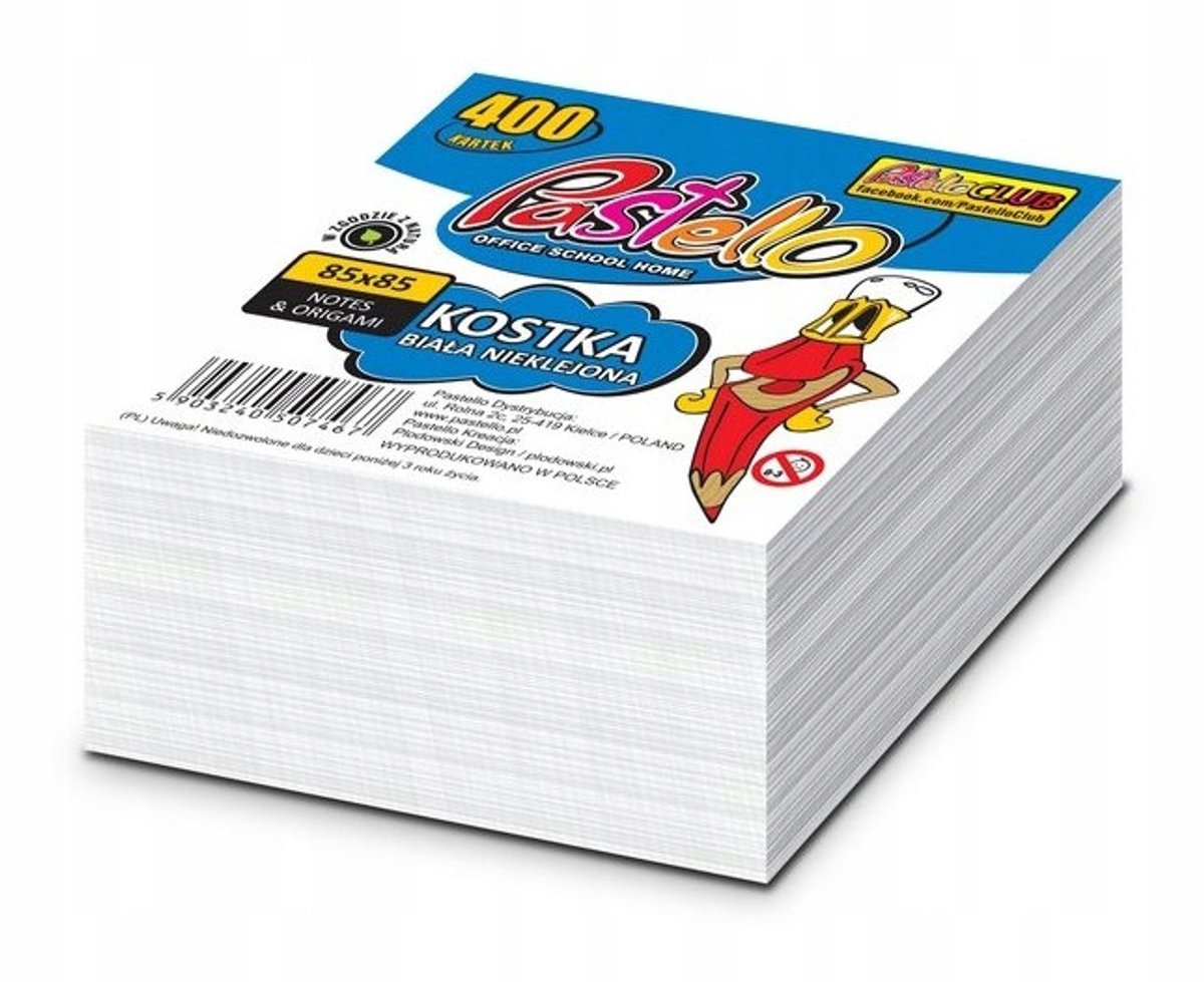 PASTELLO Blok Notitie Wit 85x85x70mm - Niet Gelijmd