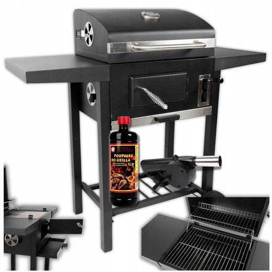 kisidus Holzkohle Grillwagen, Holzkohlegrill mit Deckel und Thermometer, groß Kohle mobiler BBQ Grill für Garten, Camping und Outdoor-Events