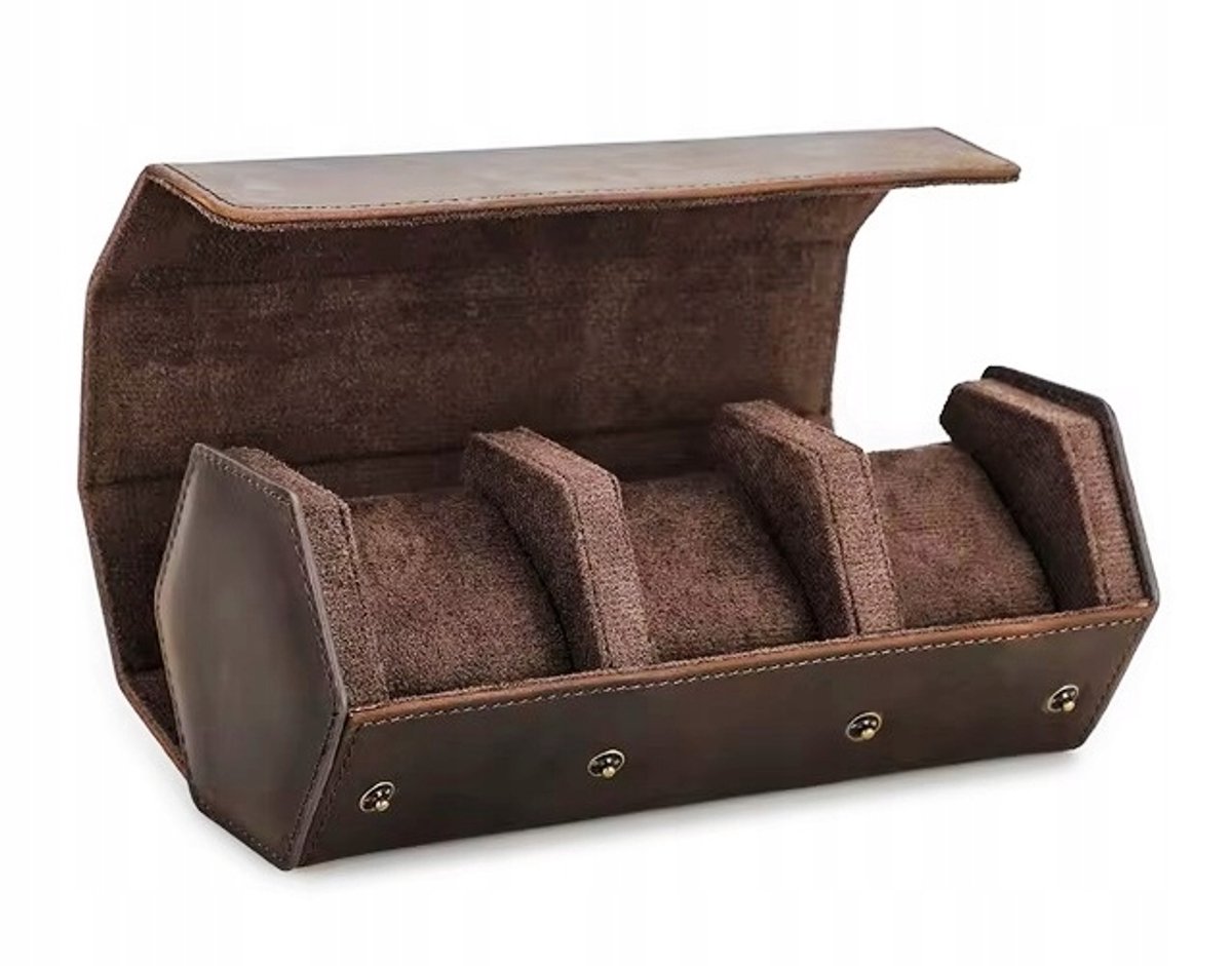 Luxe Horlogedoos - 3 Horloges - Echt Leer - Bruin